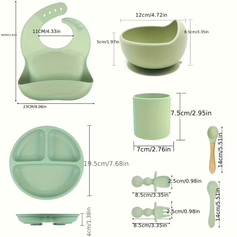 8-Piece Silicone Baby Feeding Set – Make Mealtime Easy & Mess-Free!