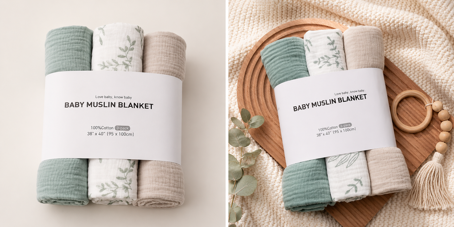 Muslin Swaddle Blanket Set 3 Pack
