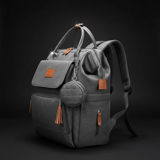 Diaper bag stroller strap and luggage sleeve feature