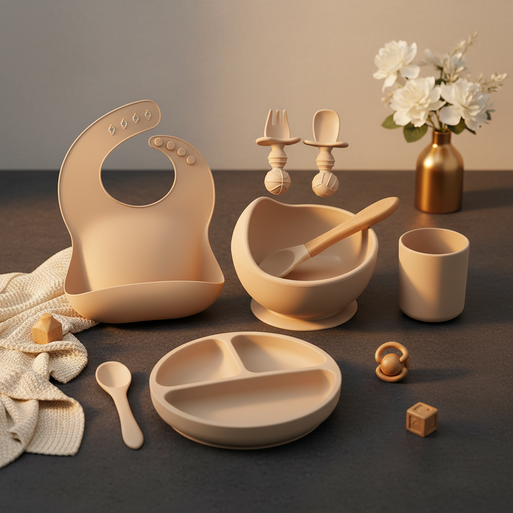 Silicone Baby Feeding Set - warm luxury editorial