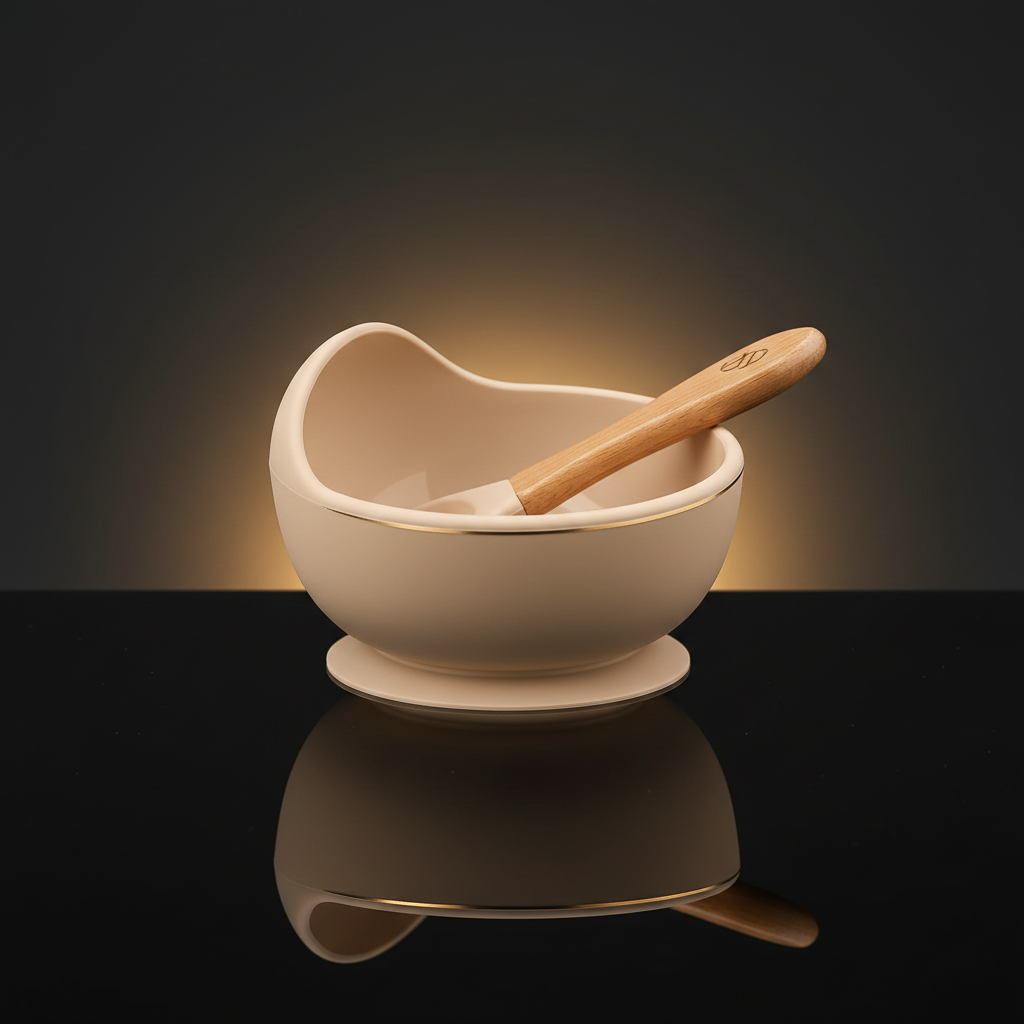 Silicone Baby Feeding Set bowl hero - warm luxury editorial