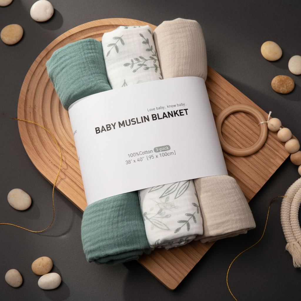 Muslin Swaddle Blanket Set - warm luxury editorial