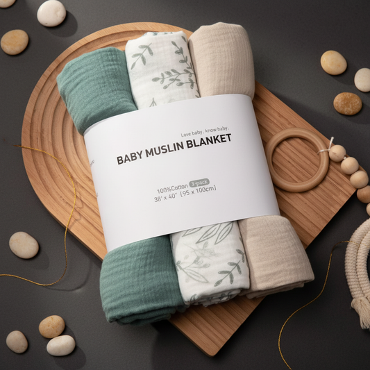 Muslin Swaddle Blanket Set - warm luxury editorial